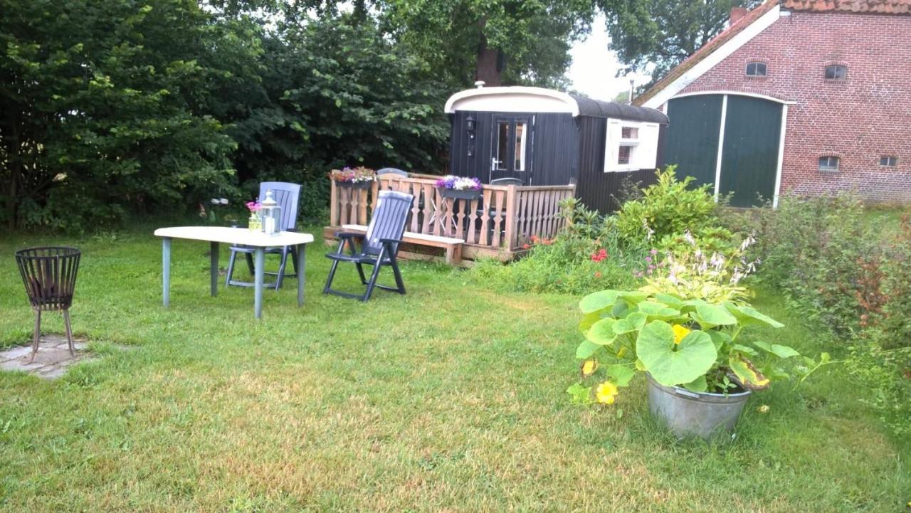 Pipowagen Lidewei Groningen Westerwolde Unieke Ligging Met Eigen Tuin En Vrij Uitzicht Over Veld Naar Natuurgebied Onstwedde Exterior photo